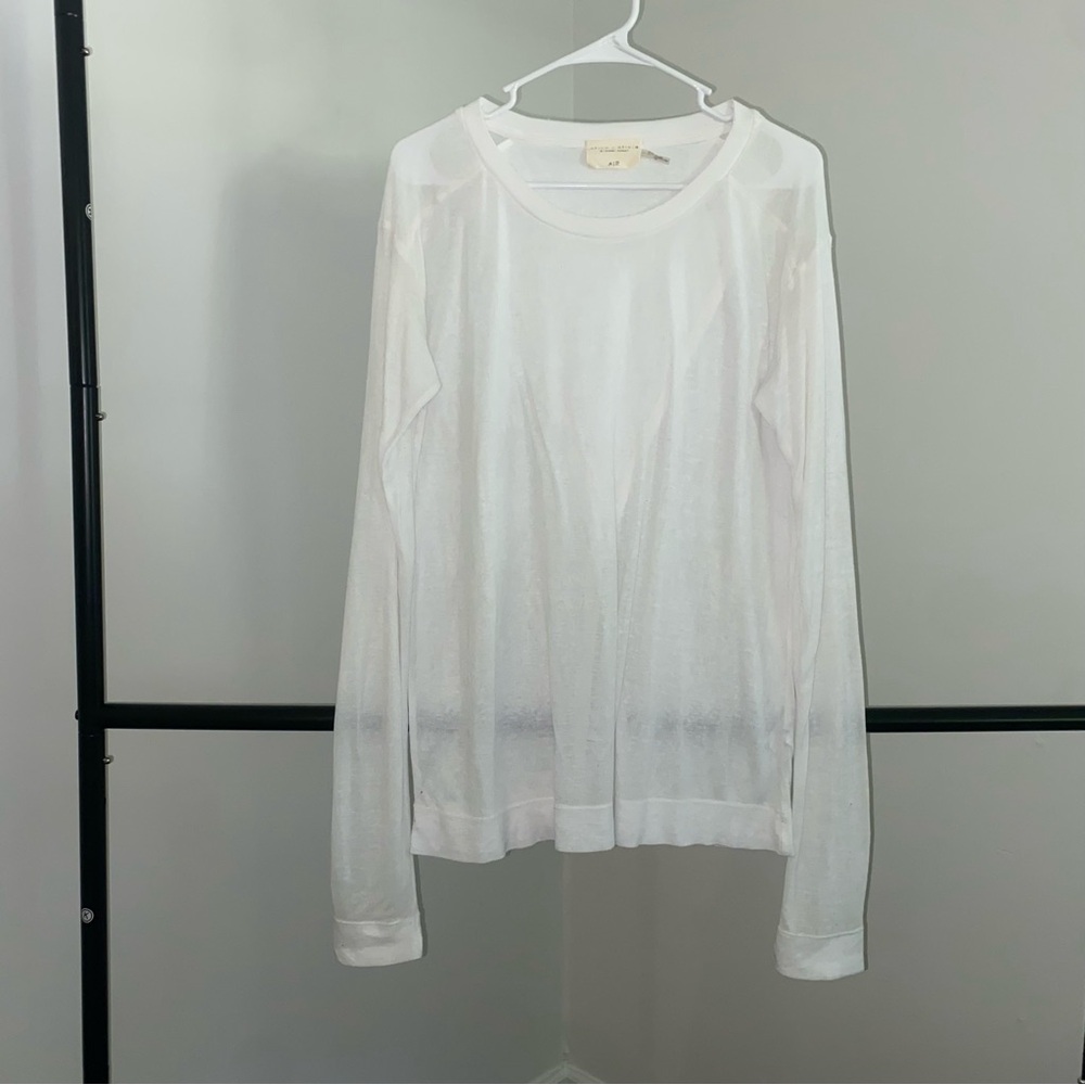 Alice + Olivia AIR Collection White Lightweight Crewneck Long Sleeve Top